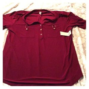 Large red velvet shirt